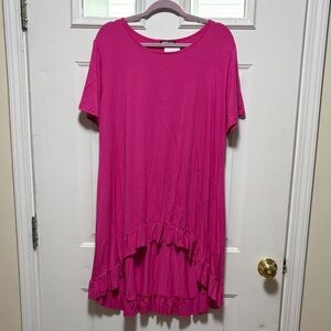 HEIMISH USA Hot Pink Ruffle-Hem Tunic